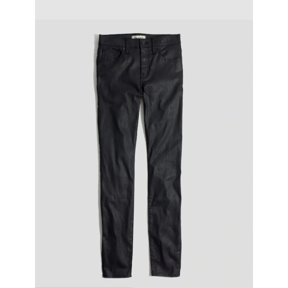 Madewell Jeans Womens High Rise Skinny 9" Denim Retro Coated Edition SZ 24 black